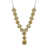 D'Joy Yellow Diamond 2.33 ctw Art Deco Elegance Necklace in Rhodium Over Sterling Silver 18 Inches
