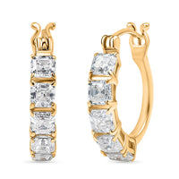 D'Joy Asscher Cut Moissanite Hoop Earrings in 18K Vermeil YG Over Sterling Silver 3.50 ctw