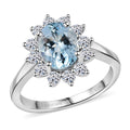 Certified & Appraised 10K White Gold AAA Mangoro Aquamarine, Luxuriant Lab Grown Diamond (G-H, SI) Ring (Size 10.0) (Del. in 12 -15 Days) 2.18 ctw - Sticky add to cart bar
