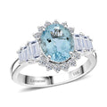 AAA Mangoro Aquamarine and Luxuriant Lab Grown Diamond G-H SI 3.47 ctw Ring in 10K White Gold - Sticky add to cart bar