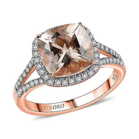 Certified & Appraised Luxoro 10K Rose Gold AAA Marropino Morganite, Diamond (G-H, I2) (0.45 cts) Ring (Size 10.0) (Del. in 10-15 Days) 3.91 ctw