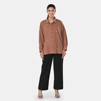 La Marey Black 3/4 Sleeve Blouse with Hand Sewn Jewels - One Size Fits Most