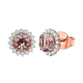 Certified & Appraised Luxoro AAA Marropino Morganite and G-H I2 Diamond 3.22 ctw Stud Earrings in 10K Rose Gold (Del. in 10-15 Days) - Sticky add to cart bar