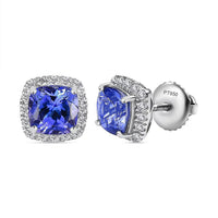 Certified & Appraised Rhapsody AAAA Tanzanite and E-F VS Diamond 2.80 ctw Stud Earrings in 950 Platinum