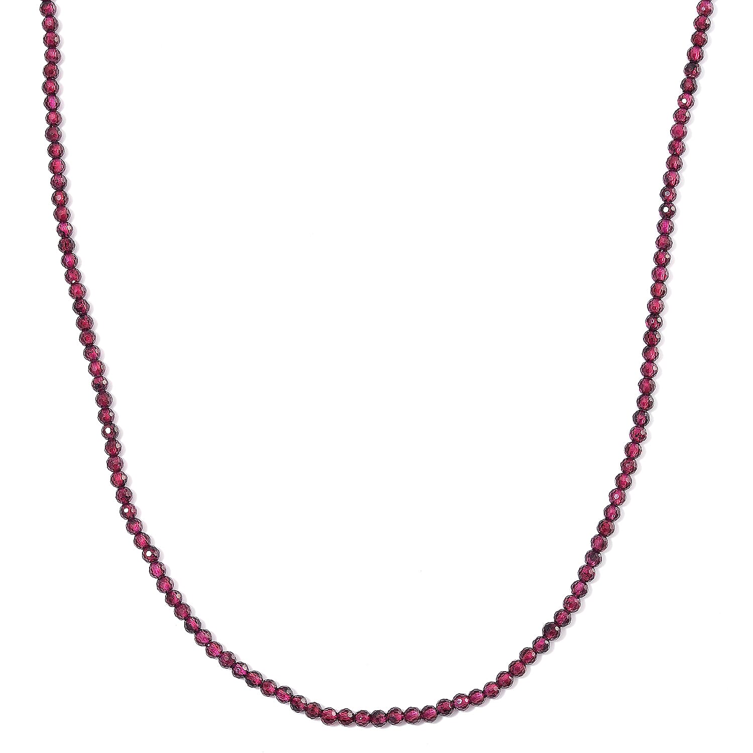 Orissa Rhodolite Garnet 60.00 ctw Beaded Necklace in Rhodium Over Sterling Silver 20 Inches