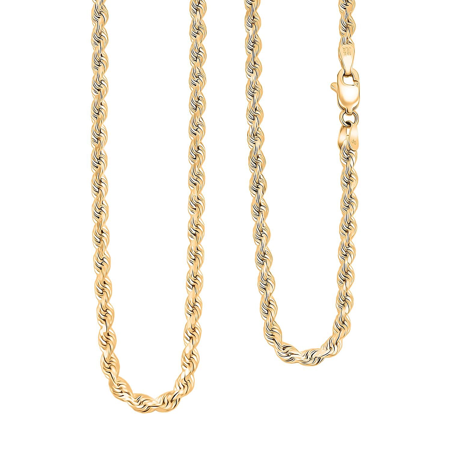 18K Yellow Gold 2.7mm Rope Necklace 20 Inches 8.60 Grams