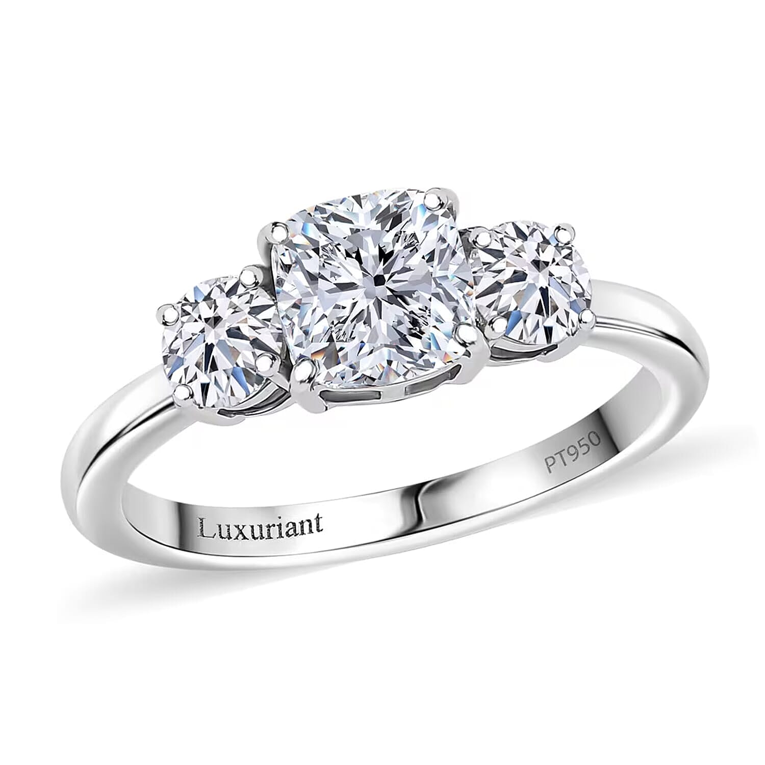 950 Platinum Luxuriant Lab Grown Diamond (E-F, VS) Timeless Trinity Ring (Size 4.5) (5 g) 1.50 ctw