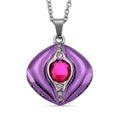 Fuchsia Glass, Austrian Crystal Enameled Pendant Necklace  in Stainless Steel (20 Inches) - Sticky add to cart bar