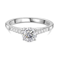 Moissanite Ring in Rhodium Over Sterling Silver (Size 11.5) 1.14 ctw