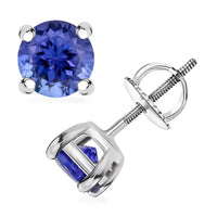 Certified & Appraised Rhapsody AAAA Tanzanite 1.10 ctw Solitaire Stud Earrings in 950 Platinum