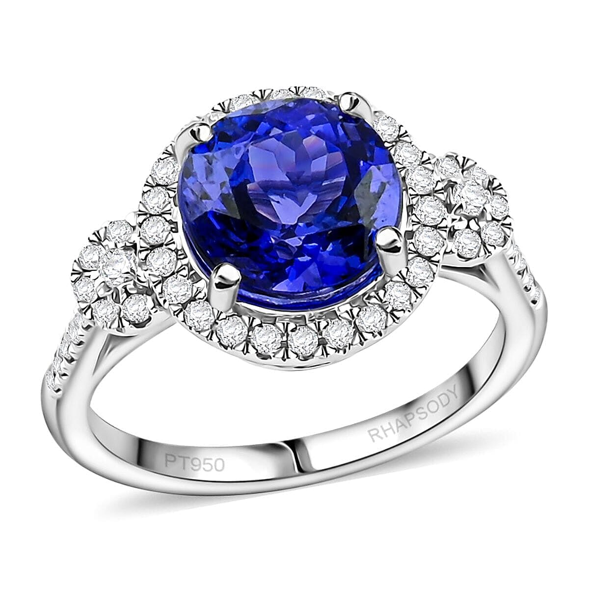 Fujimori Collection Certified & Appraised Rhapsody 950 Platinum AAAA Tanzanite, Diamond (E-F, VS) (0.38 cts) Ring (Size 10.0) (5.73 g) 3.50 ctw