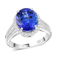 Certified & Appraised Rhapsody AAAA Tanzanite and E-F VS Diamond 4.75 ctw Ring in 950 Platinum 6.32 Grams