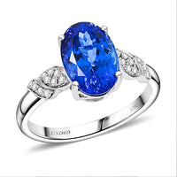 Luxoro AAA Tanzanite and I2 Diamond 4.00 ctw Ring in 10K White Gold (Size 10.0)