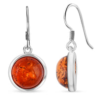 Amber Round Earrings in Sterling Silver
