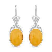 Butterscotch Amber Drop Earrings in Sterling Silver
