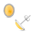 Butterscotch Amber and Crystal Oval Earrings in Sterling Silver - Sticky add to cart bar