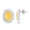 Butterscotch Amber Oval Earrings in Sterling Silver - Sticky add to cart bar