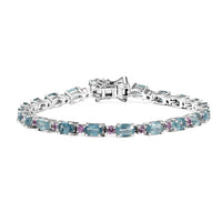 Kashmir Kyanite and Chrome Diopside 12.75 ctw Bracelet in Rhodium Over Sterling Silver (7.25 In)