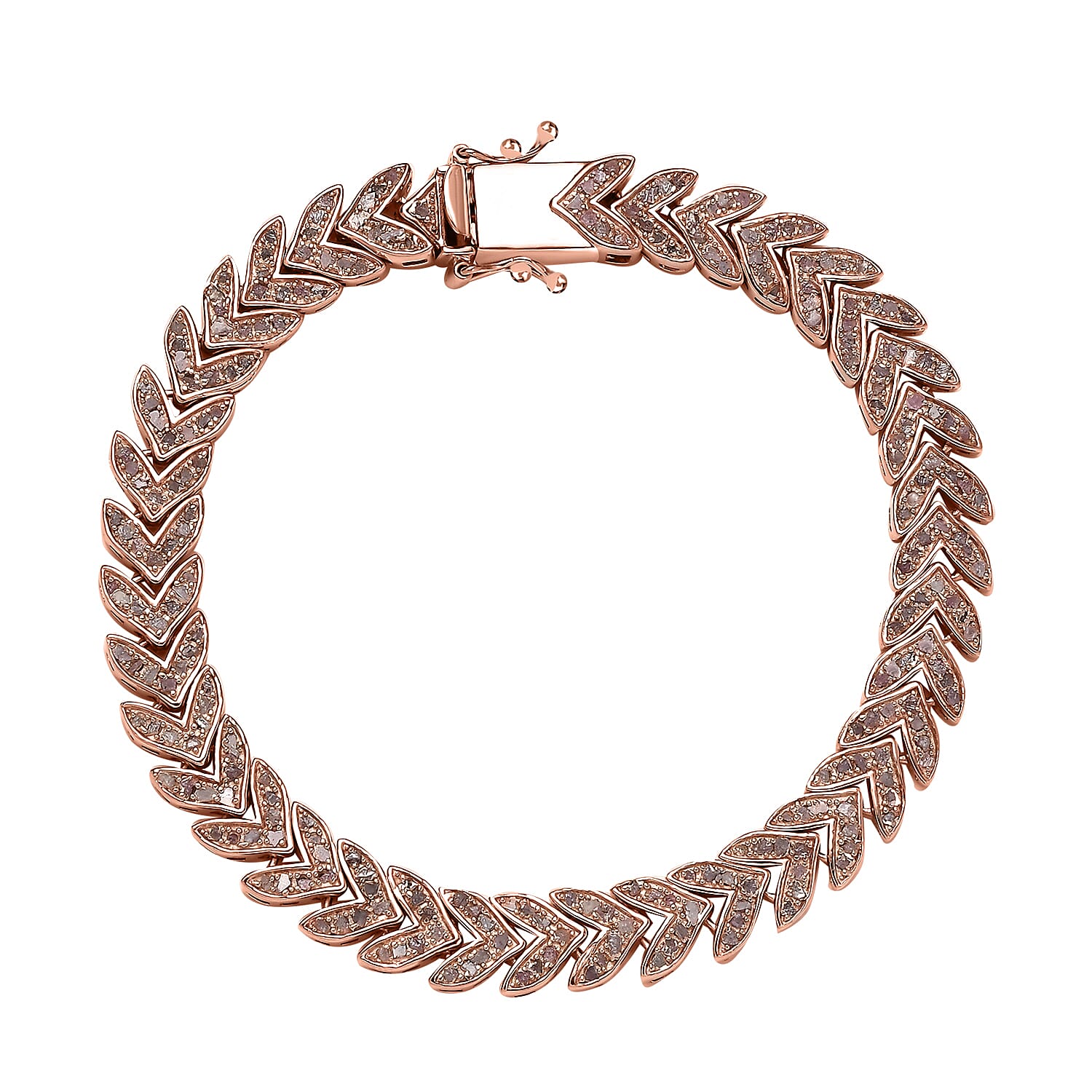 D'Joy Uncut Natural Pink Diamond Bracelet in 18K Vermeil RG Over Sterling Silver (8.00 In) 1.50 ctw