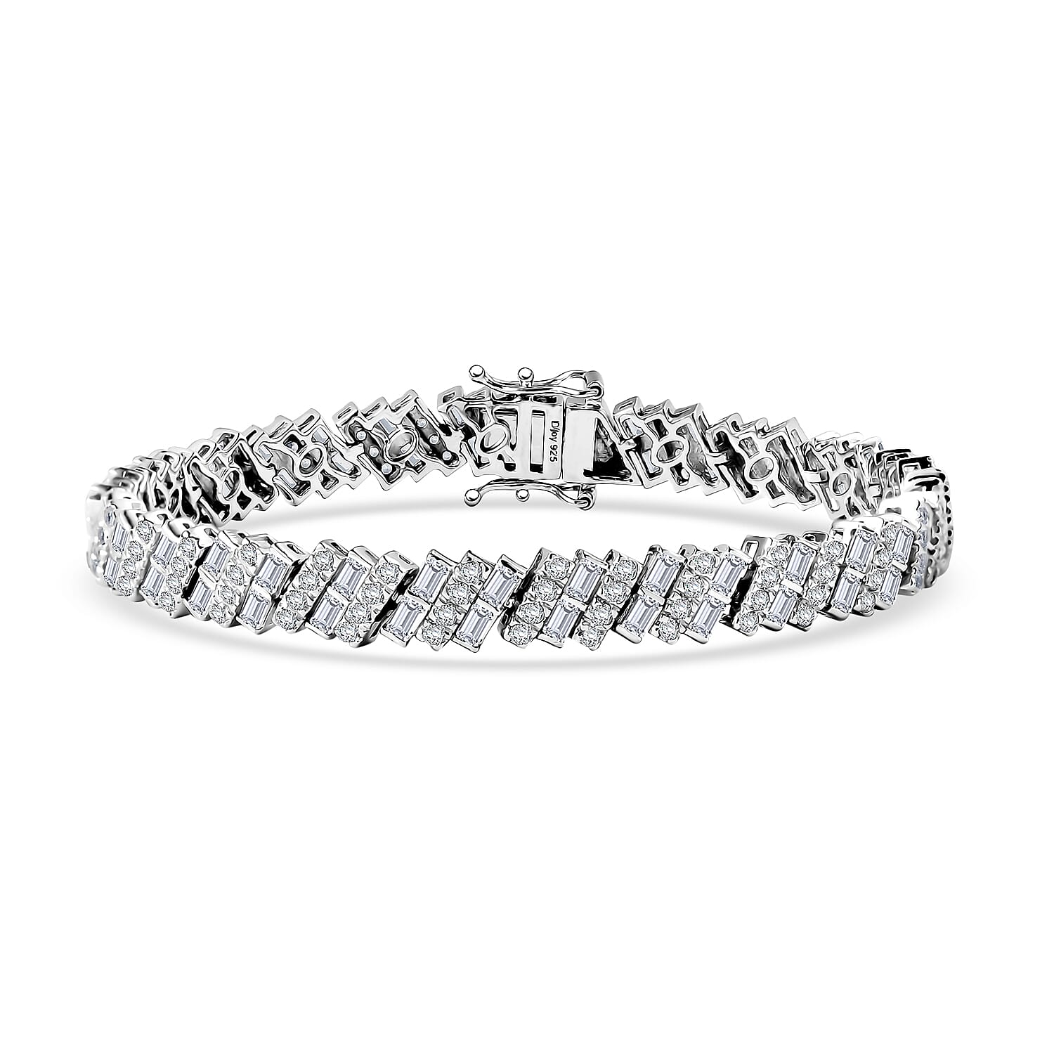 White Zircon 10.35 ctw Bracelet in Rhodium Over Sterling Silver (6.50 In)