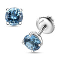 Rhapsody AAAA Santa Maria Aquamarine 1.30 ctw Solitaire Stud Earrings in 950 Platinum - Sticky add to cart bar