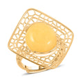 Butterscotch Amber Ring in 14K YG Over Sterling Silver (Adjustable) - Sticky add to cart bar