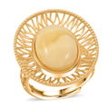 Butterscotch Amber Ring in 14K Yellow Gold Over Sterling Silver (Adjustable) - Sticky add to cart bar