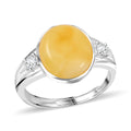 Butterscotch Amber and Crystal Oval Ring in Sterling Silver (Adjustable) - Sticky add to cart bar