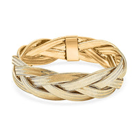 Italian 16.5mm Braided Stretch Bracelet in 10K Yellow Gold 6.15 Grams