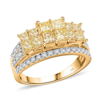 14K Yellow Gold Natural Yellow and White Diamond (SI) Ring (Size 10.0) 2.03 ctw