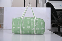 Green Quilted Fabric Bag with Zipper Closure