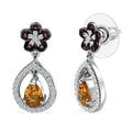 D'Joy Premium Tanzania Yellow Zircon and Multi Gemstone 1.70 ctw Blooming Earrings in Rhodium Over Sterling Silver - Sticky add to cart bar