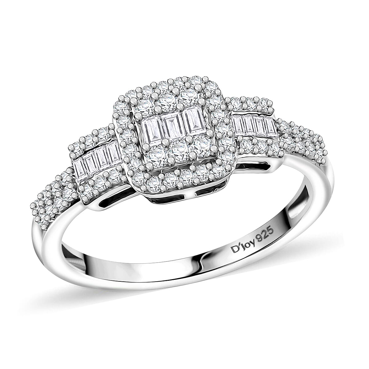 Diamond 0.50 ctw Ring in Rhodium Over Sterling Silver (Size 10.0)