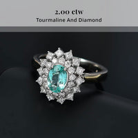 Certified and Appraised Rhapsody AAAA Paraiba Tourmaline, Diamond Ring in 950 Platinum 2.00 ctw (Size 8.5) With Free Paraiba Book