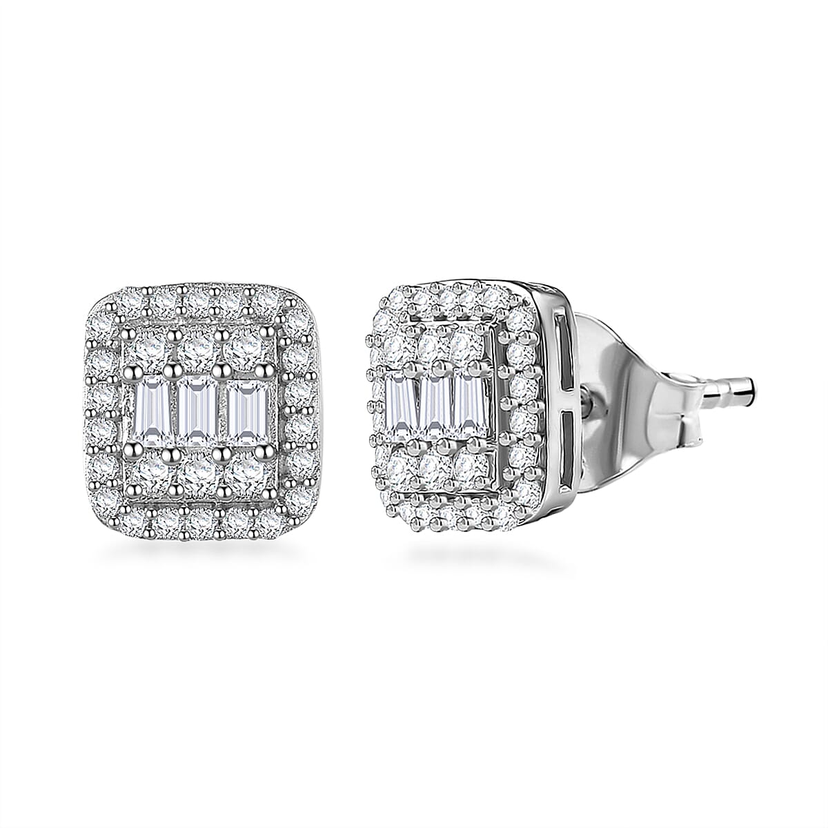 Diamond 0.50 ctw Fancy Earrings in Rhodium Over Sterling Silver