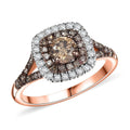 Natural Champagne and White Diamond 1.00 ctw Ring in 18K Vermeil Rose Gold Over Sterling Silver (Size 10.0) - Sticky add to cart bar