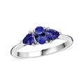 Tanzanite 0.85 ctw Trinity Ring in Rhodium Over Sterling Silver (Size 10.0) - Sticky add to cart bar
