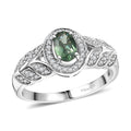 Malagasy Pine Apatite and White Zircon 0.85 ctw Ring in Rhodium Over Sterling Silver - Sticky add to cart bar