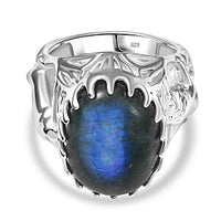 AAA Malagasy Labradorite Solitaire Ring in Rhodium Over Sterling Silver (Size 11.5) 13.25 ctw