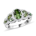 Malagasy Pine Apatite, White Zircon Ring in Rhodium Over Sterling Silver (Size 10.0) 1.90 ctw - Sticky add to cart bar