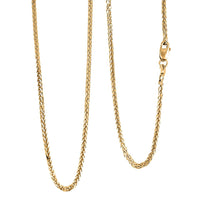 14K Yellow Gold 2mm Triple Spiga Wheat Chain Necklace 20 Inches 4.60 Grams