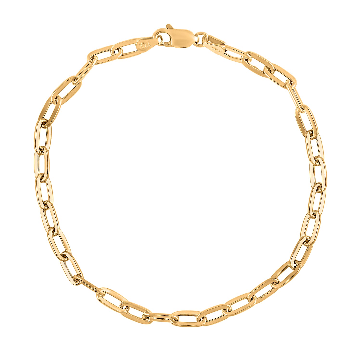14K Yellow Gold 3mm Paper Clip Chain Bracelet (8.00 In) 1.97 Grams