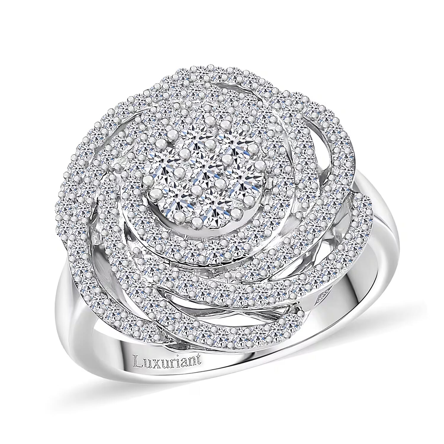 Luxuriant Lab Grown Diamond G-H SI 1.00 ctw Ring in Rhodium Over Sterling Silver