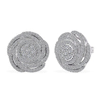 Luxuriant Lab Grown Diamond G-H SI 1.00 ctw Spiral Stud Earrings in Rhodium Over Sterling Silver