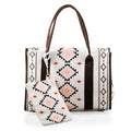 White Charming Bohemian Pattern Set of Tote Bag and Wrist Bag - Sticky add to cart bar