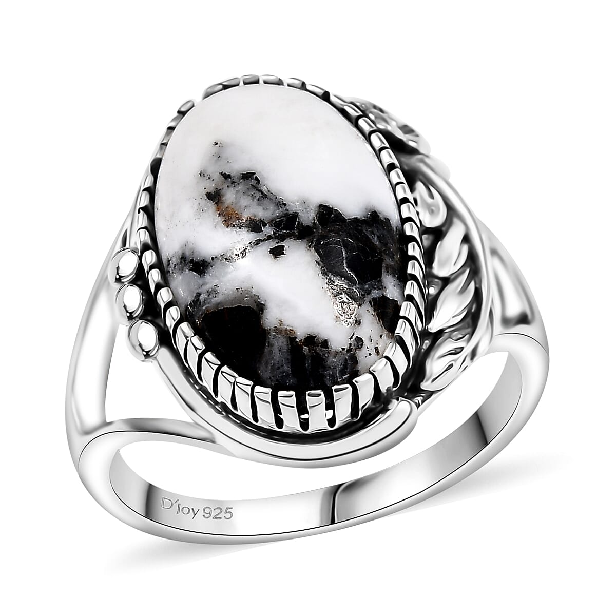 Artisan Crafted White Buffalo 7.15 ctw Solitaire Ring in Sterling Silver