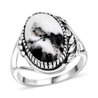 Artisan Crafted White Buffalo 7.15 ctw Solitaire Ring in Sterling Silver