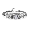 D'Joy Artisan Crafted White Buffalo 34.70 ctw Legends of the Desert Bracelet in Black Oxidized Sterling Silver (8.00 In) - Sticky add to cart bar
