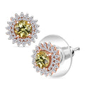 Madagascar Yellow Apatite and White Zircon 2.20 ctw Sunburst Earrings in 18K Vermeil Rose Gold Over Sterling Silver - Sticky add to cart bar