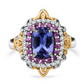 Tanzanite and Multi Gemstone 2.15 ctw Ring in Vermeil YG and Rhodium Over Sterling Silver (Size 7.0) - Sticky add to cart bar